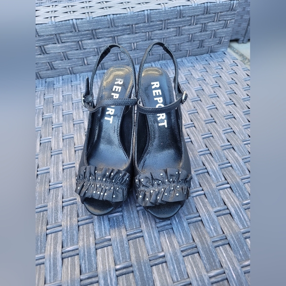 REPORT, Black Marlowe Peep Toe Slingback Heels, Size 6 - Picture 2 of 8